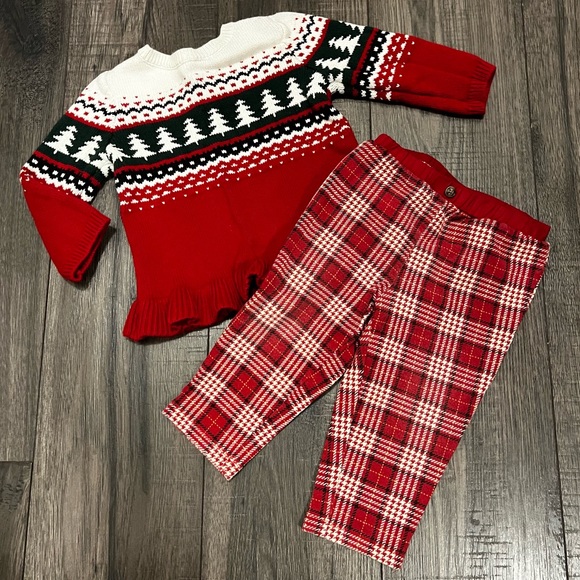 Carter's Other - Carter’s Holiday Peplum Sweater Top & Fleece Pant Set